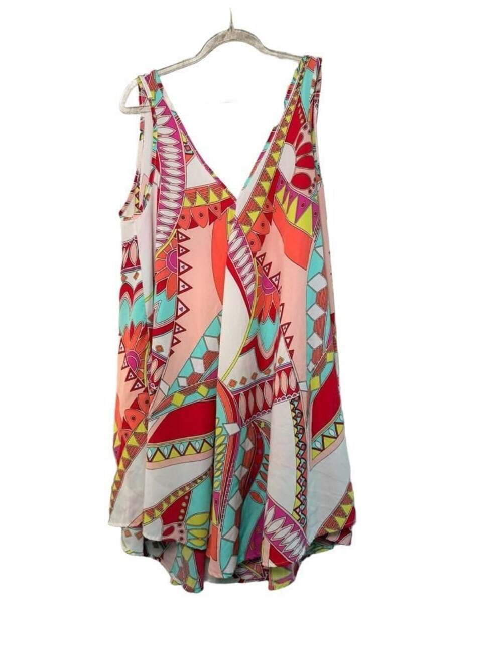 Karlie Women's Abstract Print Sleeveless V-Neck Mini Dress, Size Large